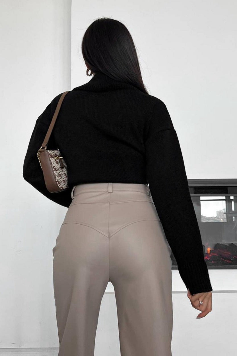 Leather Patchwork Pants