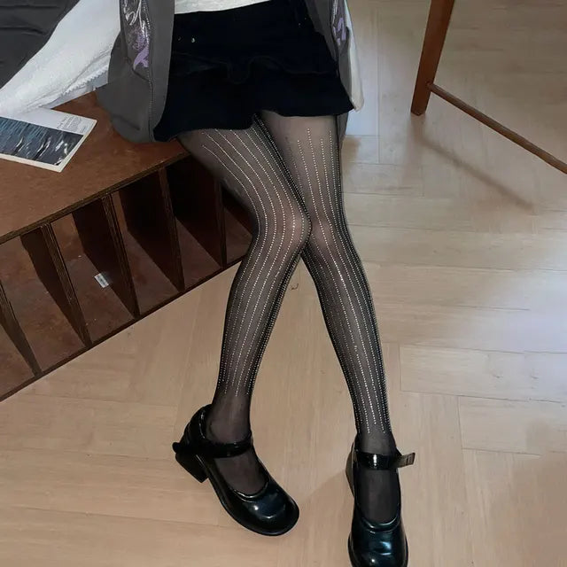 Hot Drill Pantyhose Mesh Bodycon See Through Stockings Hot Clubwear ’s Socks Fishnet Stockings
