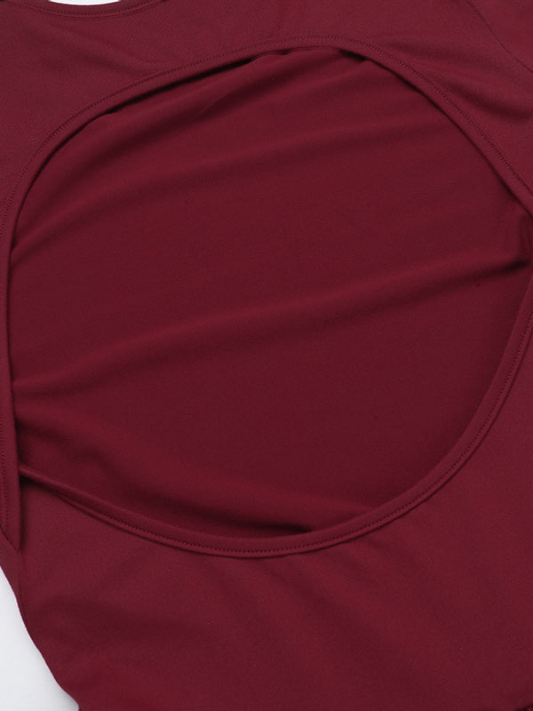 Long Sleeves Skinny Pleated Color Split-joint Round-neck Mini Dresses