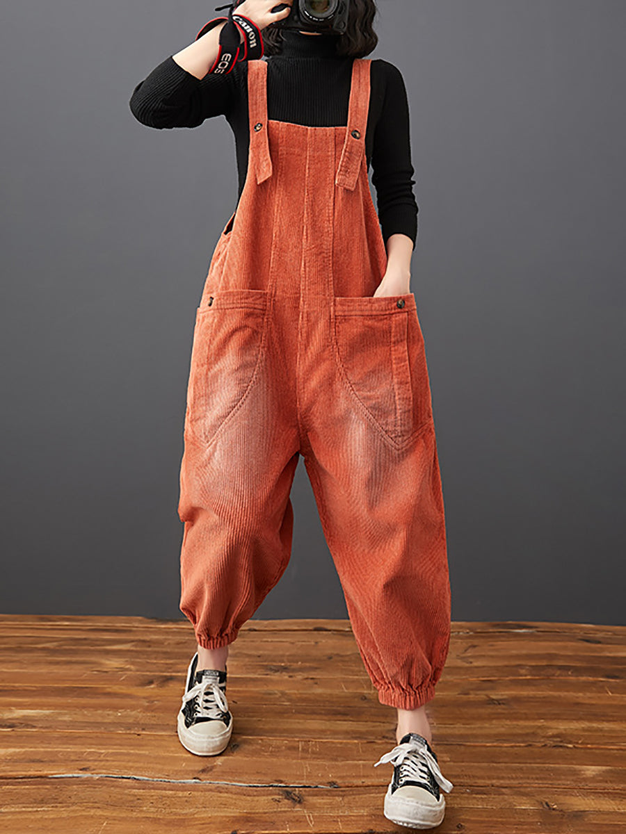 Commute Autumn Corduroy Loose Jumpsuits Ak1022