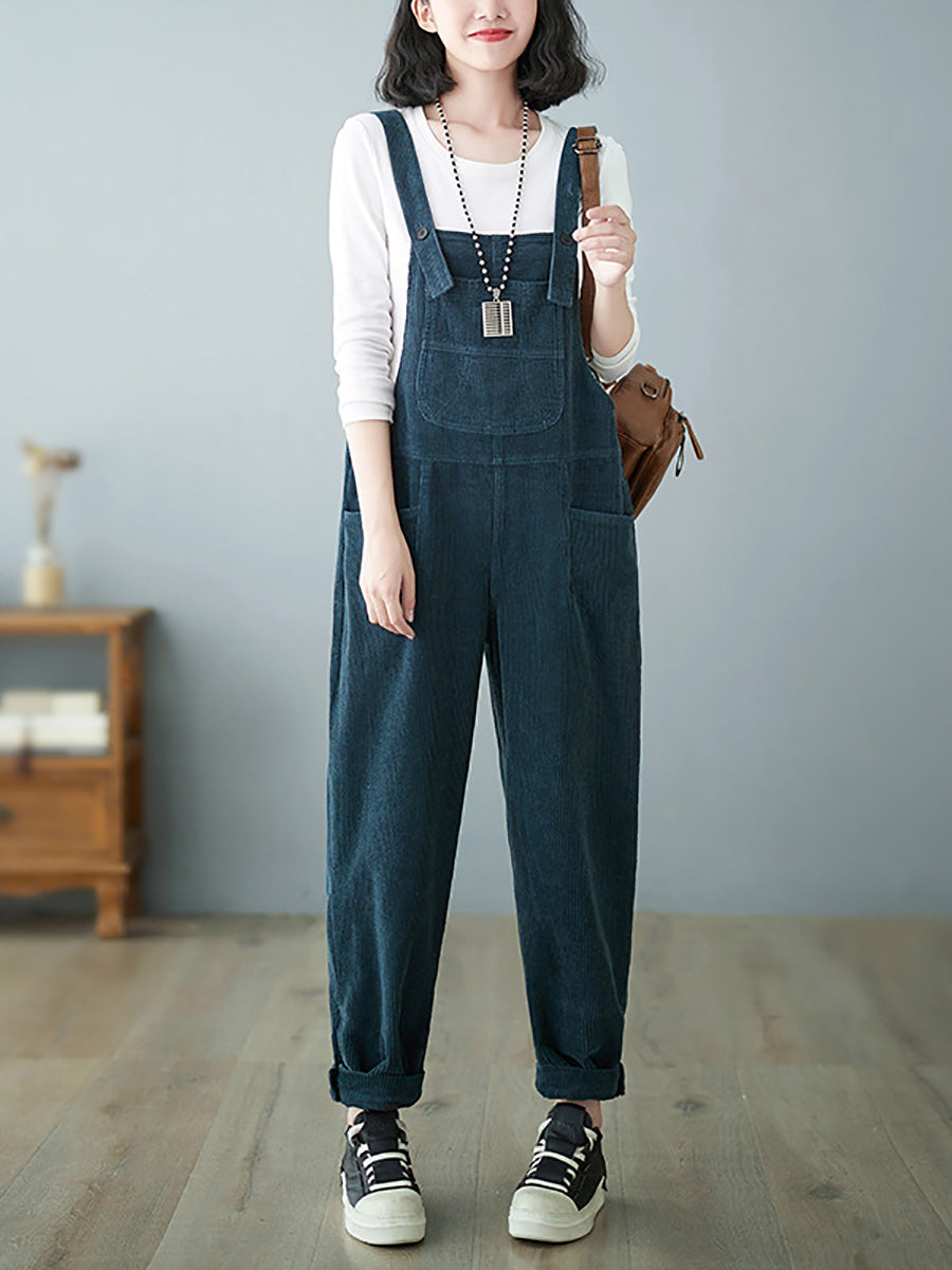 Autumn Corduroy Loose Jumpsuits Ah1009
