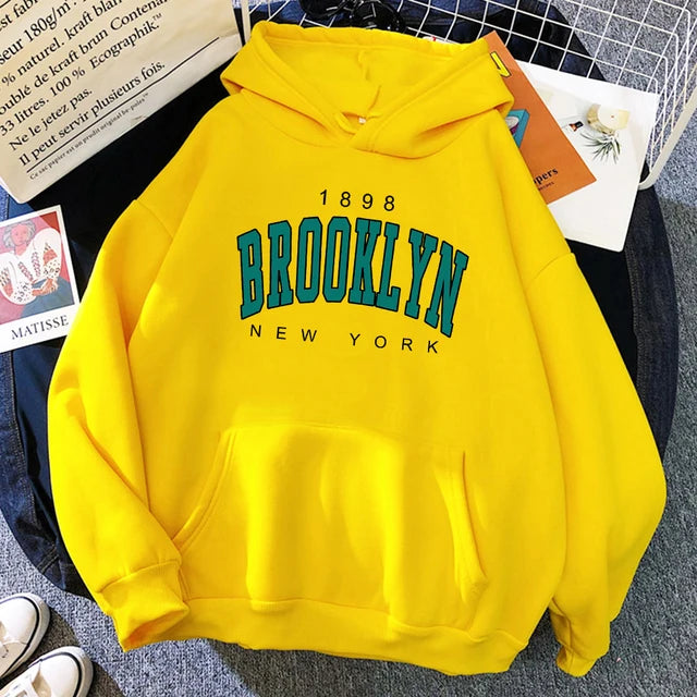 1898 Brooklyn New York Printed Hoodies Fleece Hoody Creativity Pullover Clothing Street Loose Sweatshirts ’s