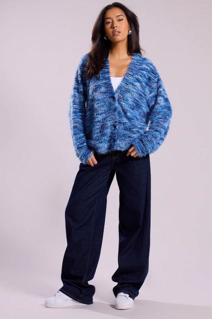 Colorful Striped V Neck Loose Knit Cardigan