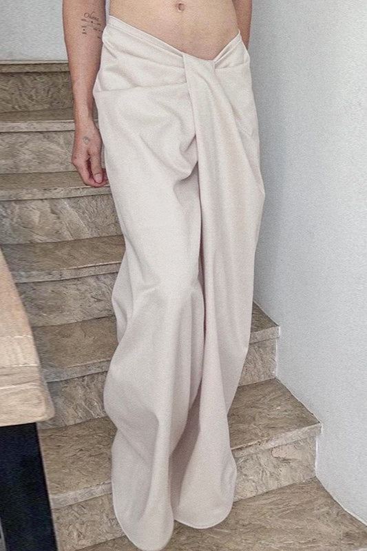 Asymmetrical Twist Wide Leg Pants