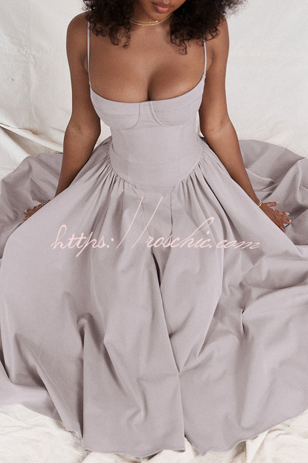 Color Buttonless Bandeau Side Pocket Midi Dress