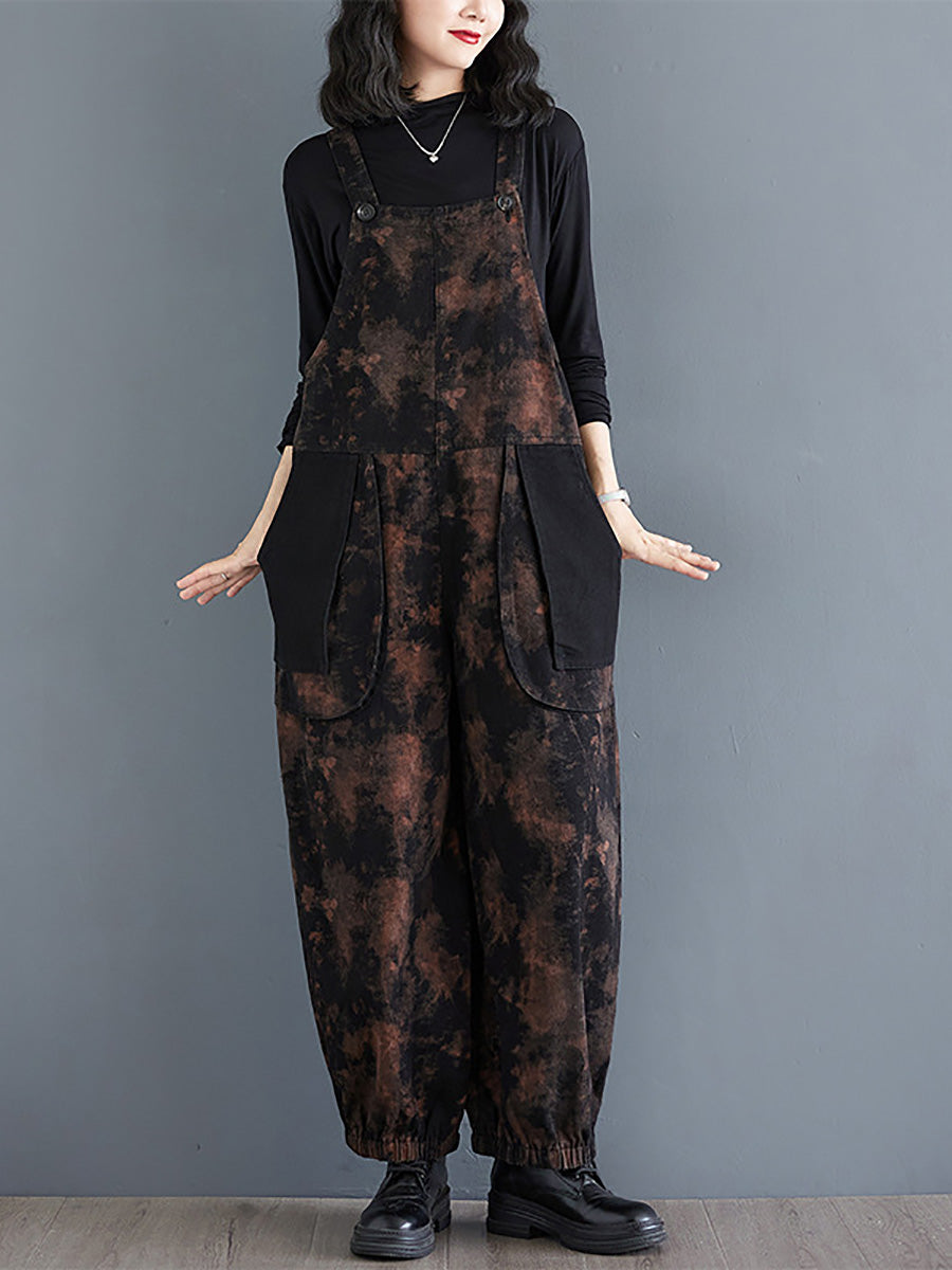 Autumn Flower Colorblock Denim Jumpsuits Ai1039