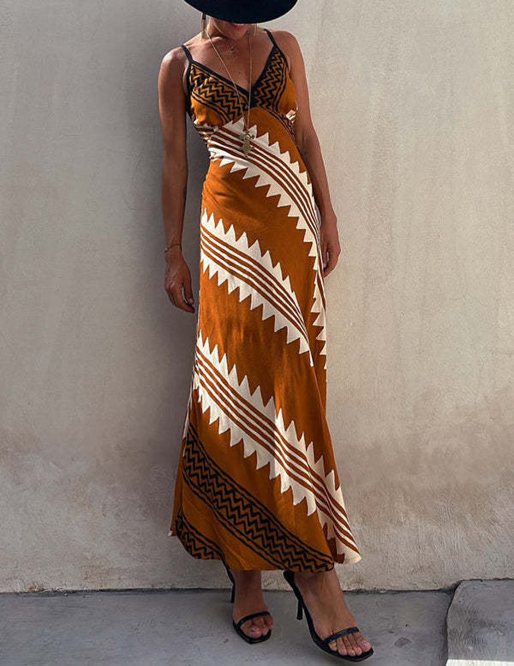 Exclusive Melody Satin Print Smocked Back Midi Dress