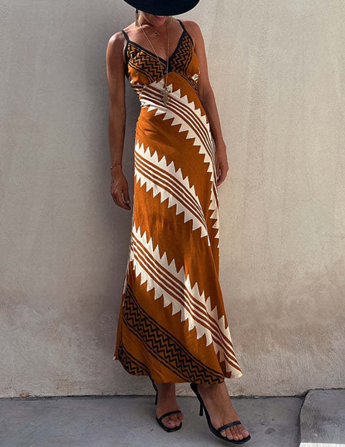Exclusive Melody Satin Print Smocked Back Midi Dress
