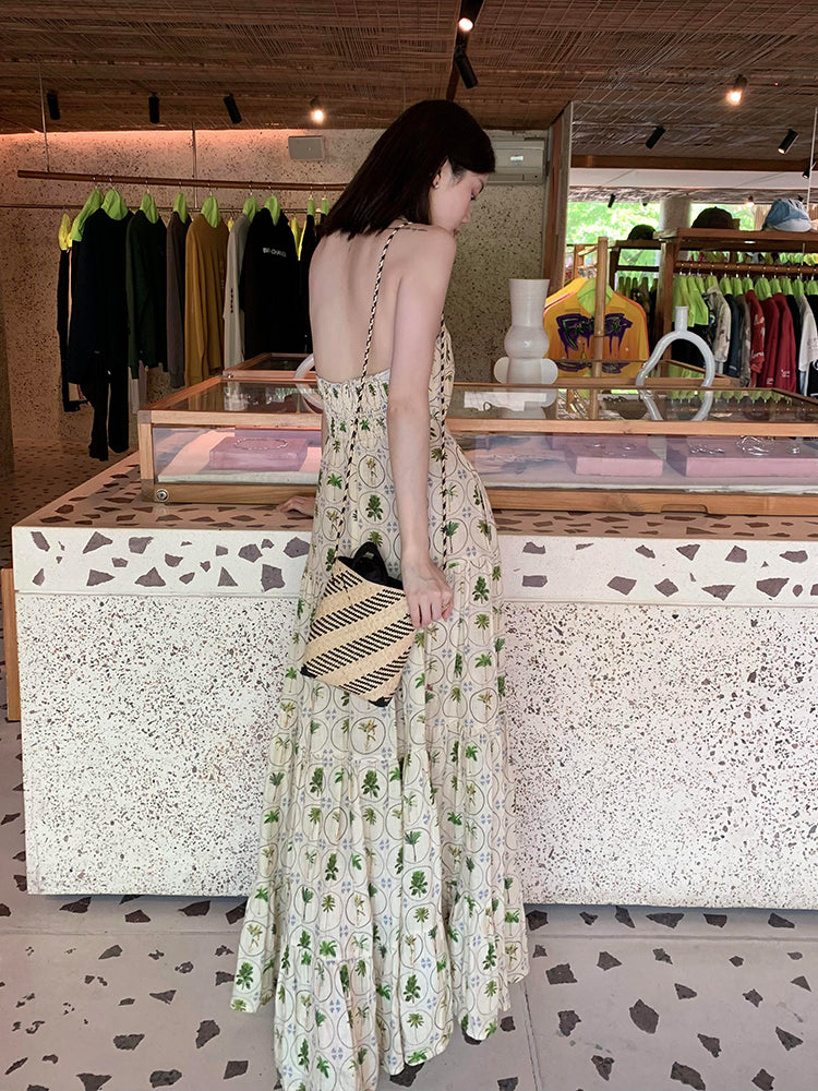 -inspired Halter Neck Maxi Dress