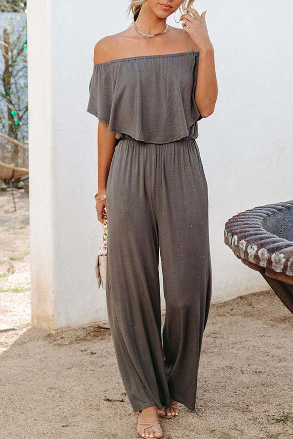 Pure Color Holiday Vacation Jumpsuit