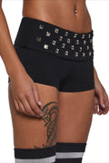 Black Rivet Skinny Hot Shorts