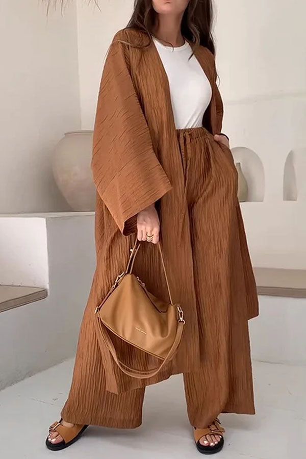 Long Slit Cardigan Two-piece Set