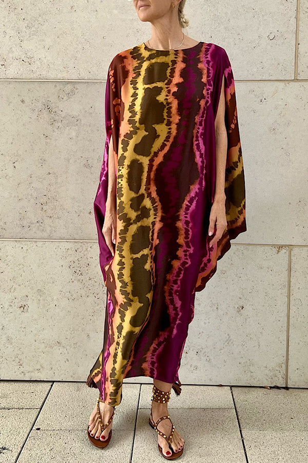 From Beach to Dinner Printed Kimono Drape Loose Midi Dress