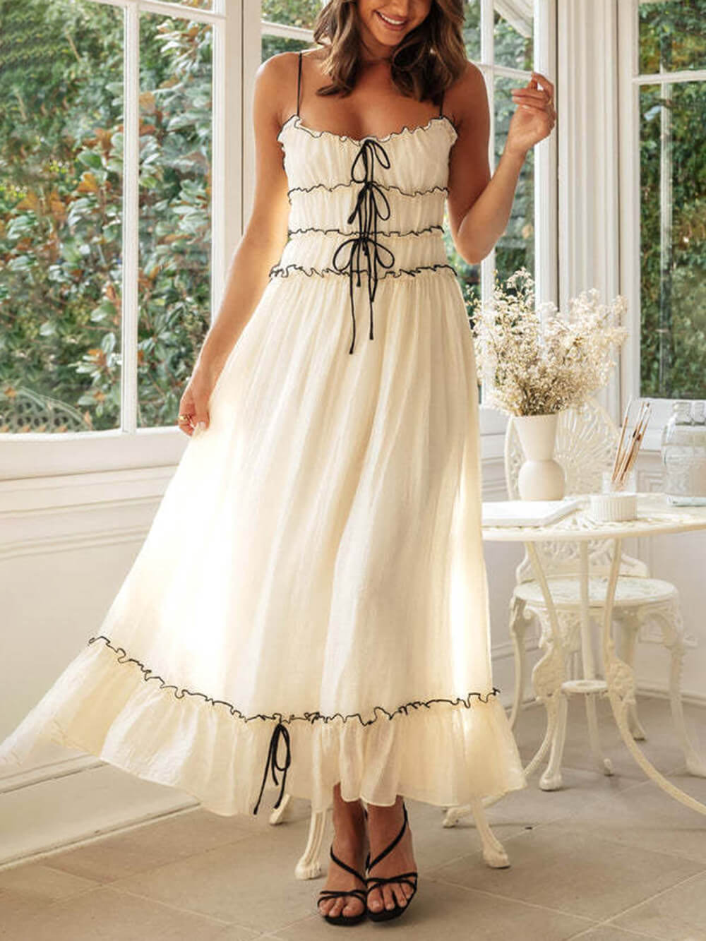 Off-shoulder Strap Patchwork Dress