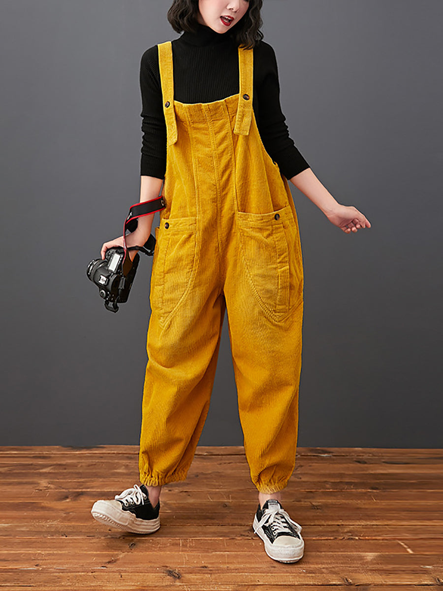Commute Autumn Corduroy Loose Jumpsuits Ak1022