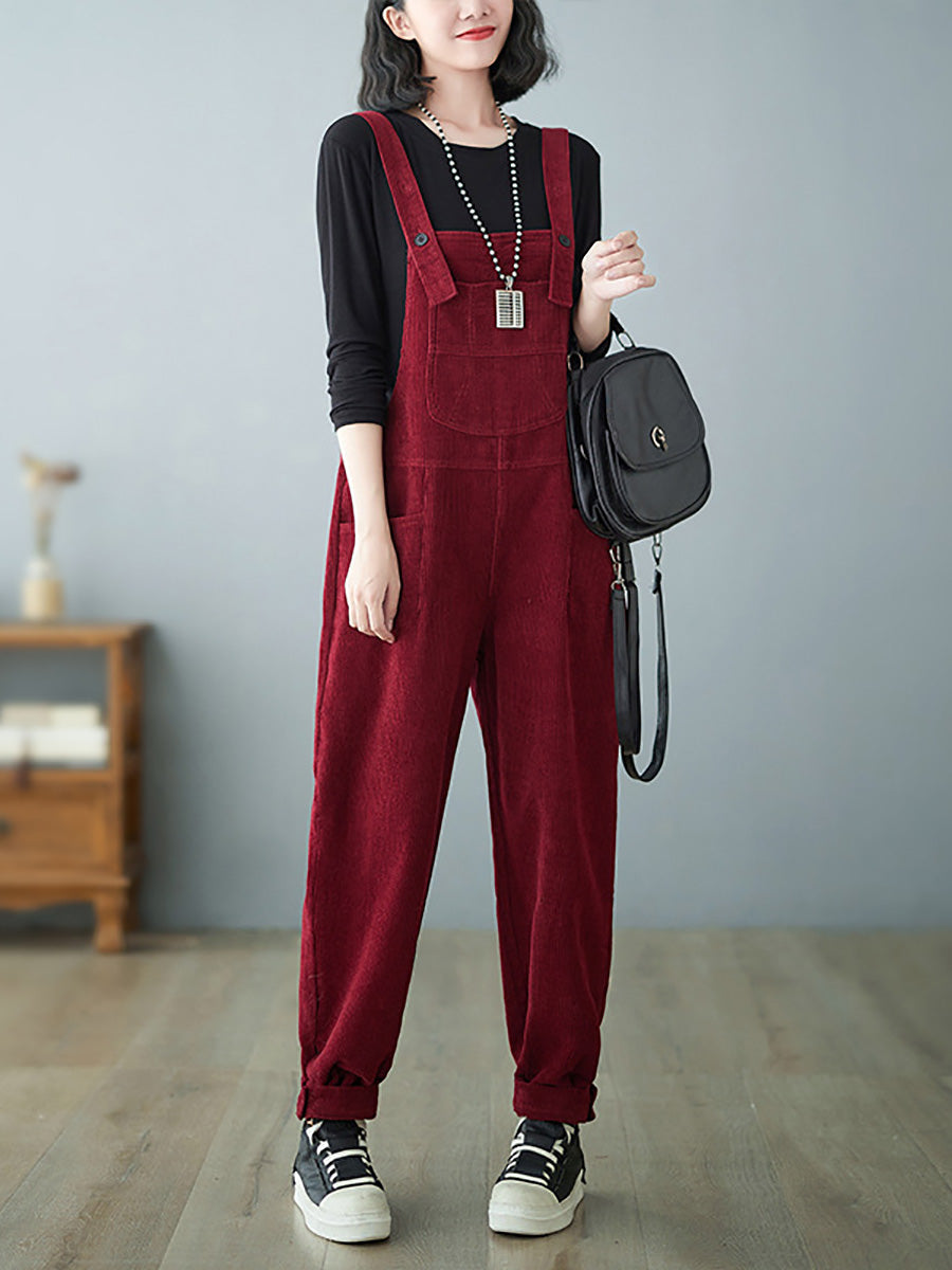 Autumn Corduroy Loose Jumpsuits Ah1009