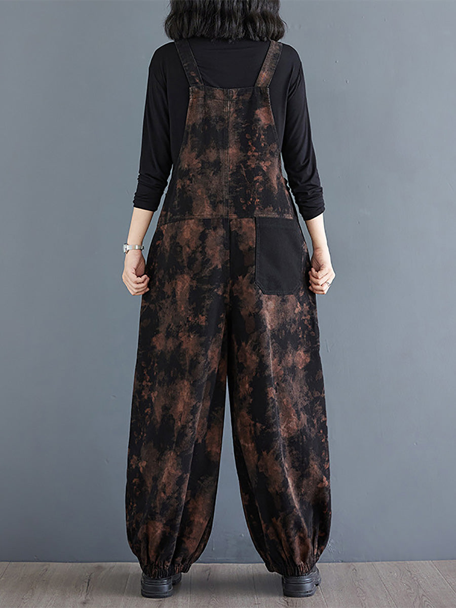 Autumn Flower Colorblock Denim Jumpsuits Ai1039