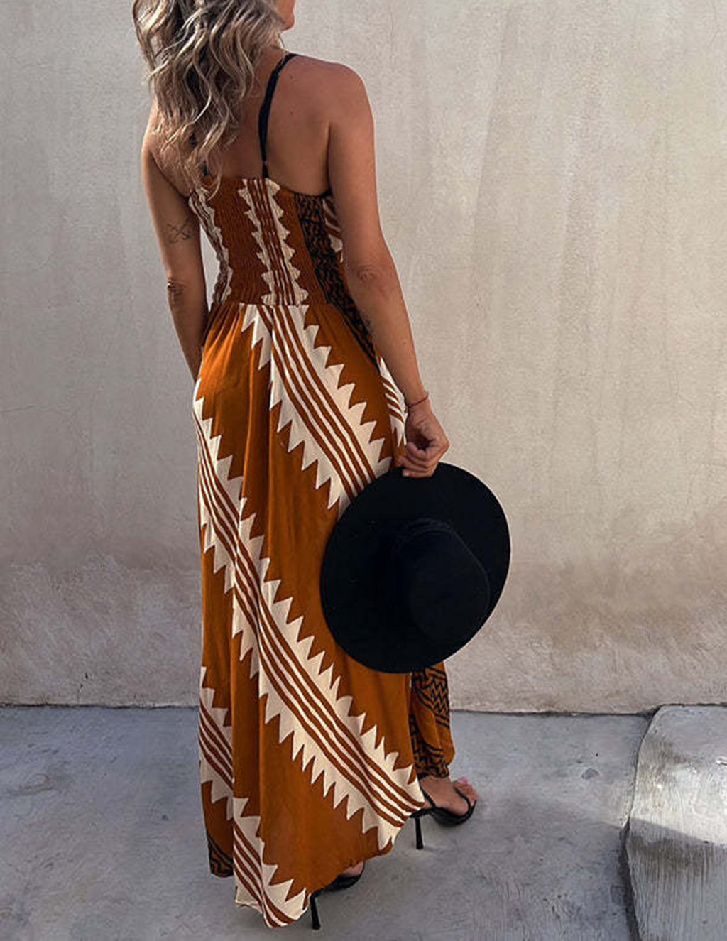 Exclusive Melody Satin Print Smocked Back Midi Dress