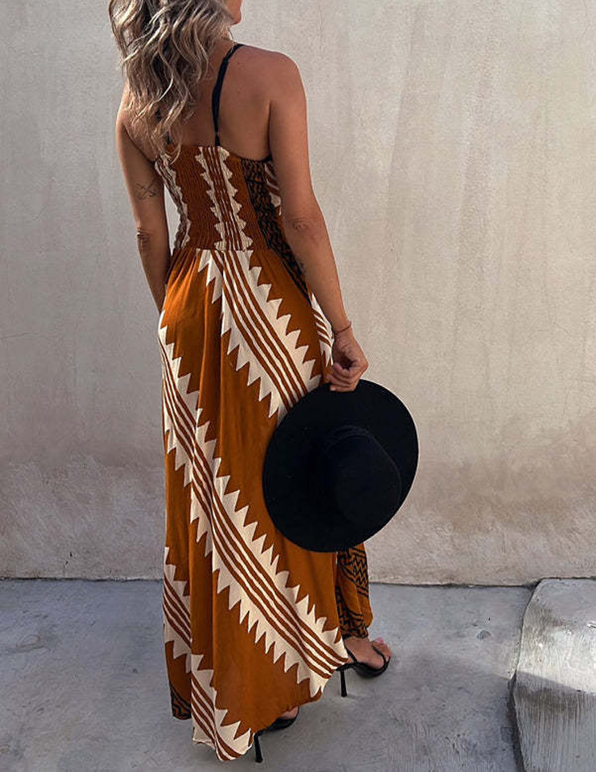Exclusive Melody Satin Print Smocked Back Midi Dress