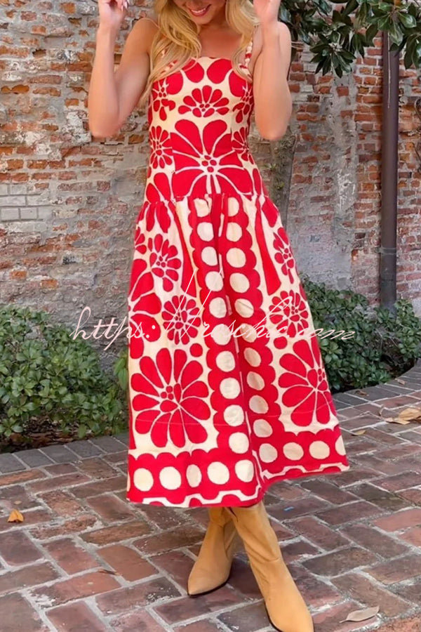 Vivid Dreams Unique Print Slip Midi Dress