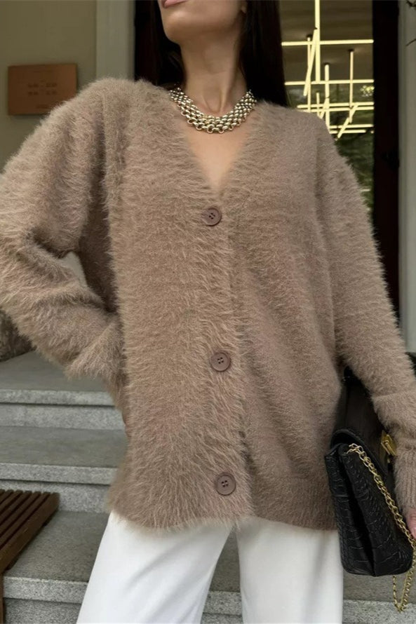 Plush V-neck Cardigan