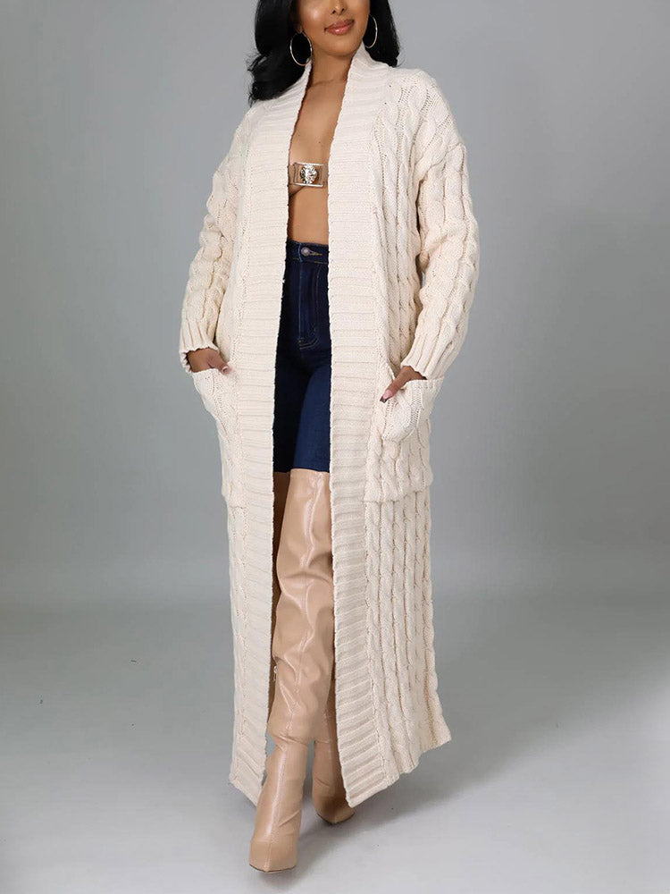 Knitted Graceful Open Front Cardigan