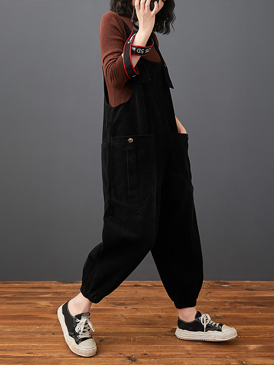 Commute Autumn Corduroy Loose Jumpsuits Ak1022