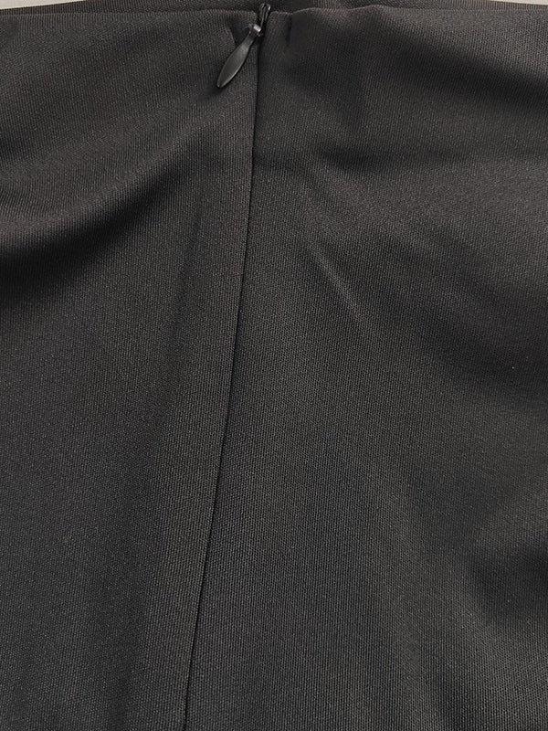 Skinny Color Zipper Mock Neck Midi Dresses