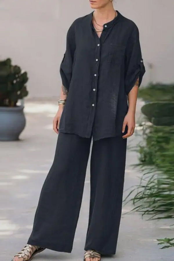 Loose Color Shirt Pants Set