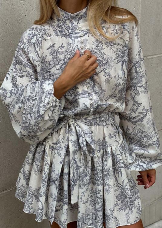 -inspired Puff Sleeve A-line Mini Dress