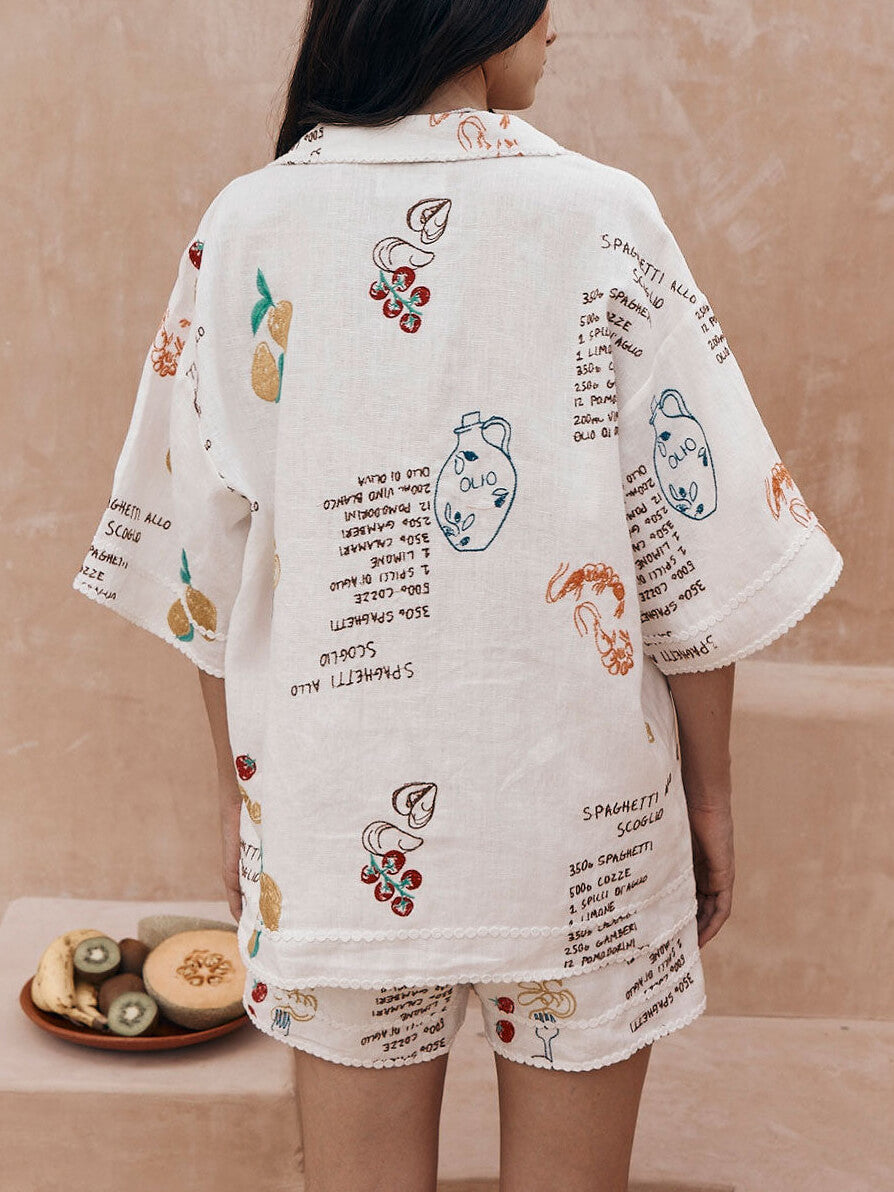 Unique Print Loose Shorts Two-piece Set