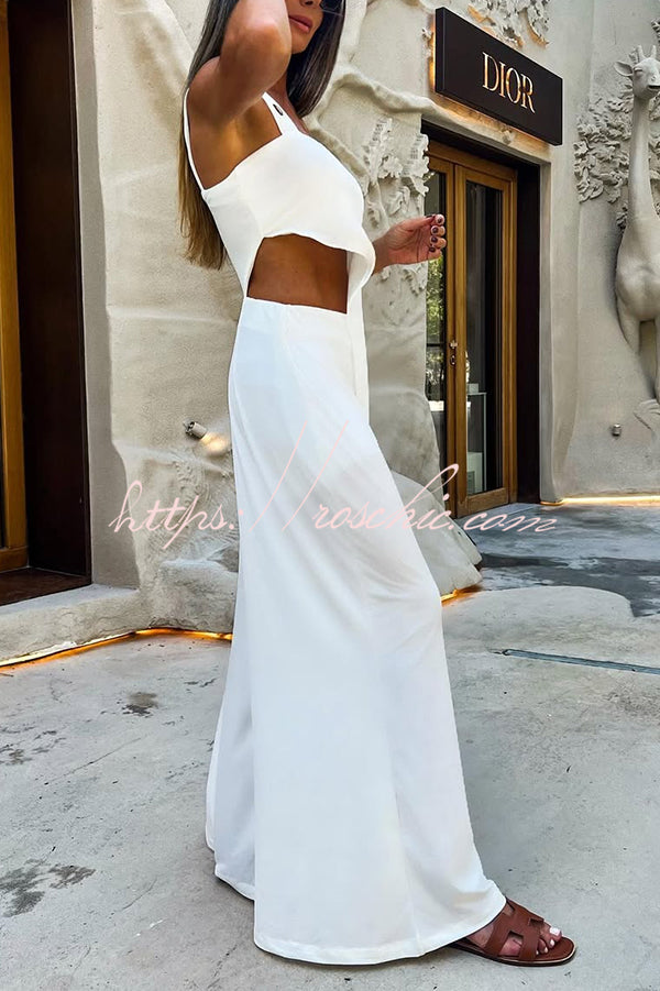 Sleeveless Waist-baring Loose Beach Holiday Jumpsuit