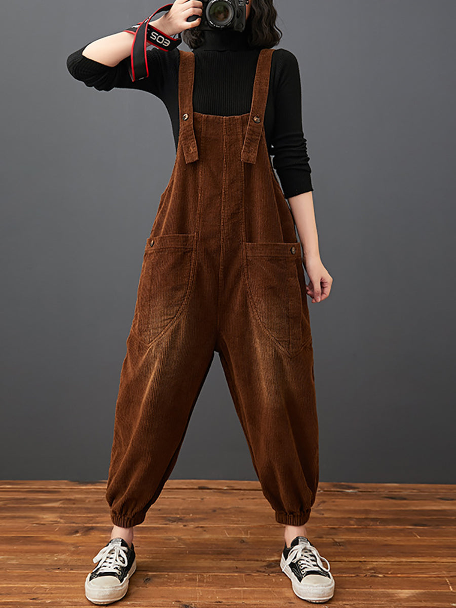Commute Autumn Corduroy Loose Jumpsuits Ak1022