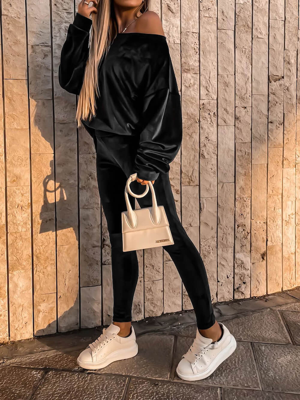 Silver Fox Velvet Sports Sweatshirt Two-piece Set