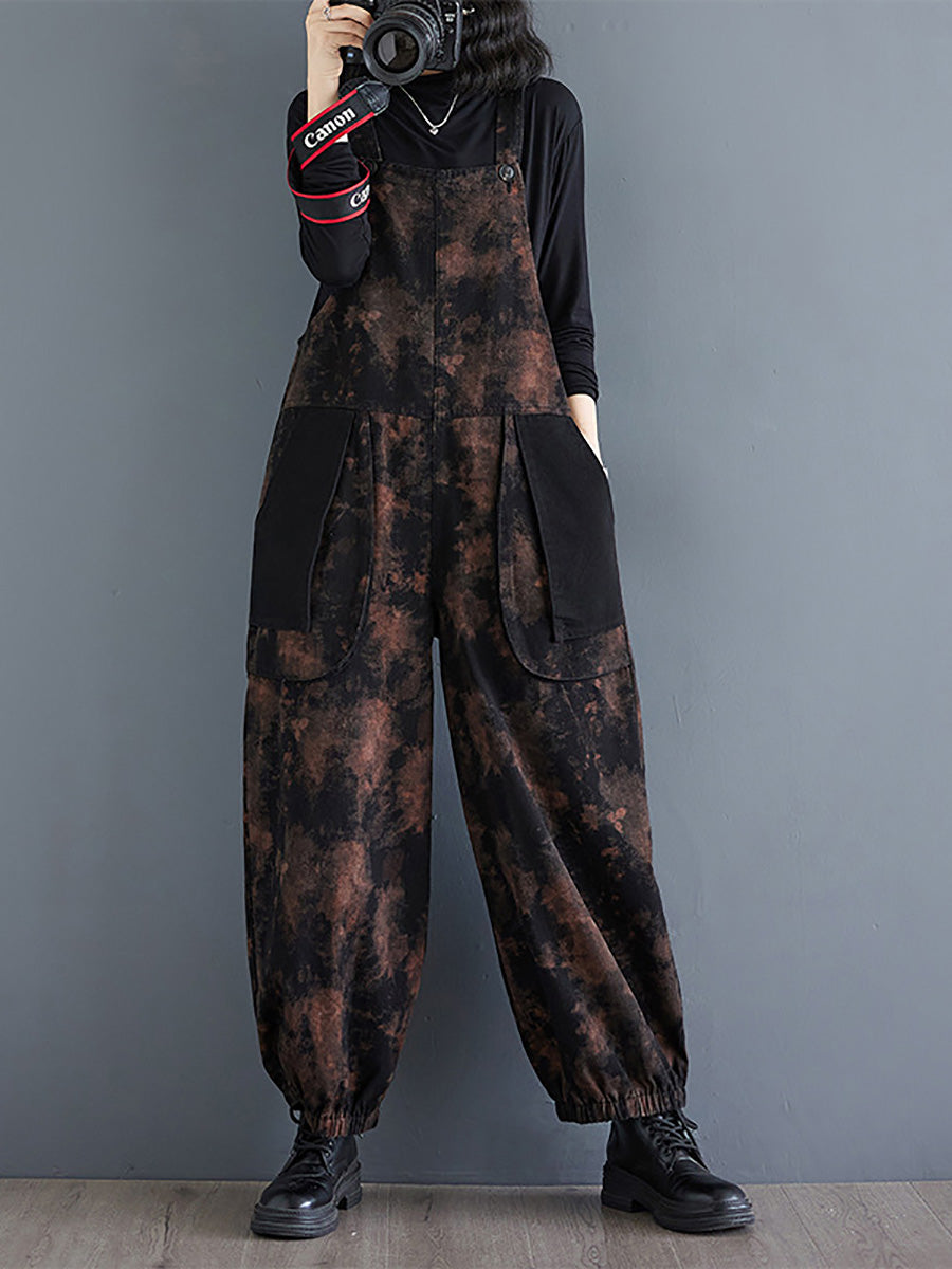 Autumn Flower Colorblock Denim Jumpsuits Ai1039