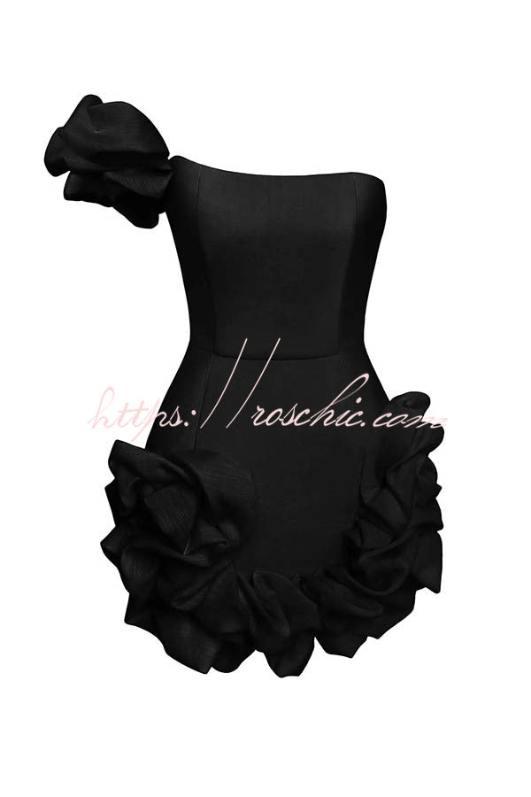 Delightful and Vibe Off Shoulder Flounce Bottom Mini Dress