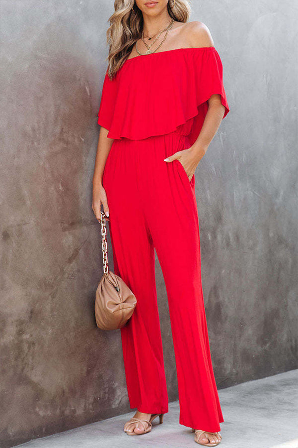 Pure Color Holiday Vacation Jumpsuit