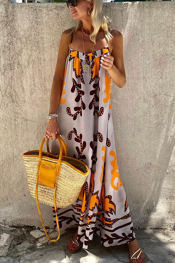 Sunday��s Color Palette Printed Loose Cami Maxi Dress