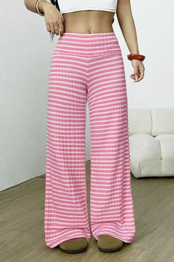 Stripe Knit Straight Leg Pants
