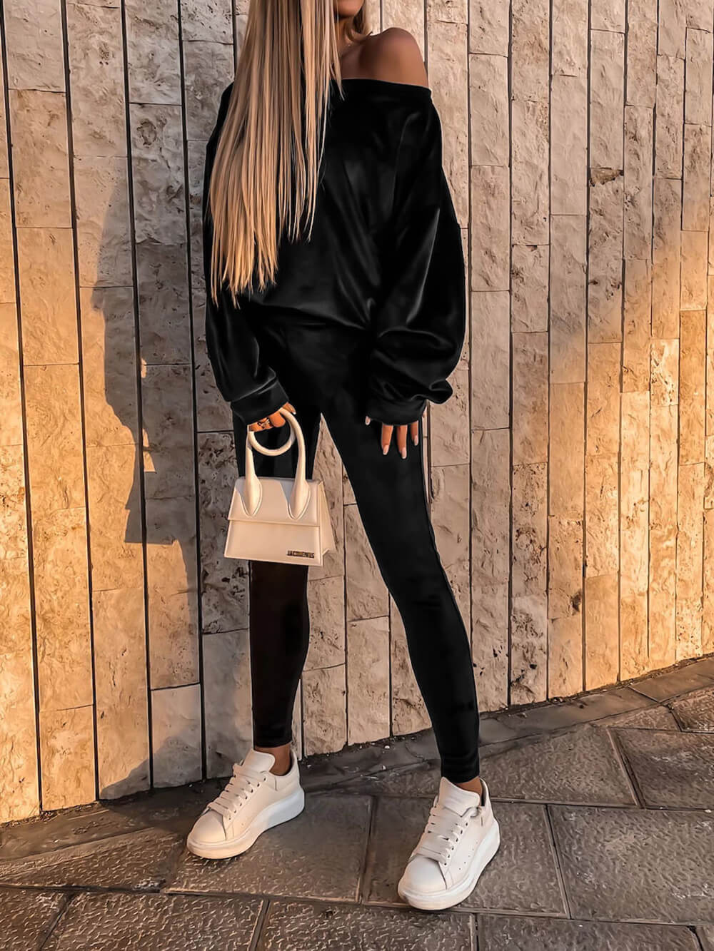 Silver Fox Velvet Sports Sweatshirt Two-piece Set