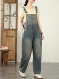 Color Straight Pure Denim Jumpsuits Summer