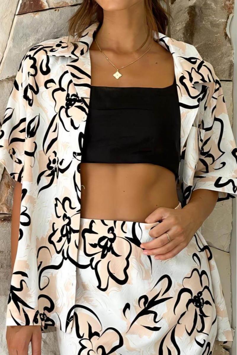 Botanical Print Loose Pants Set