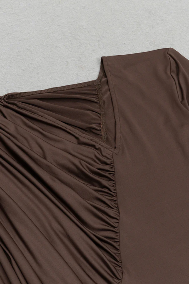 Nyx V-neck Brown Maxi Dress