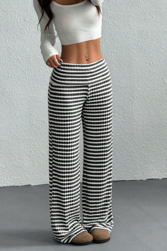 Stripe Knit Straight Leg Pants