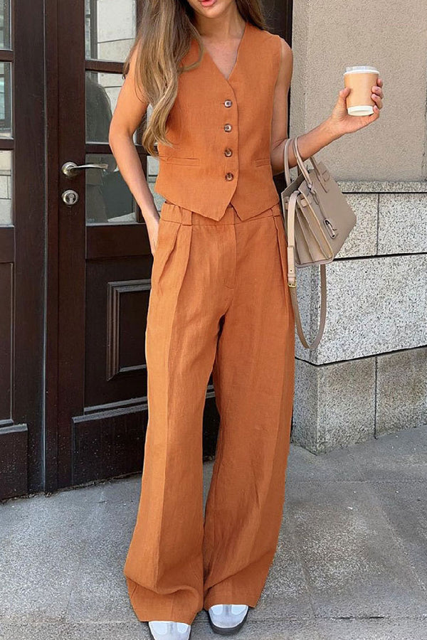 Sleeveless Vest Low Waist Pants Two Piece Set