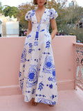 Wave V-neck Maxi Dress