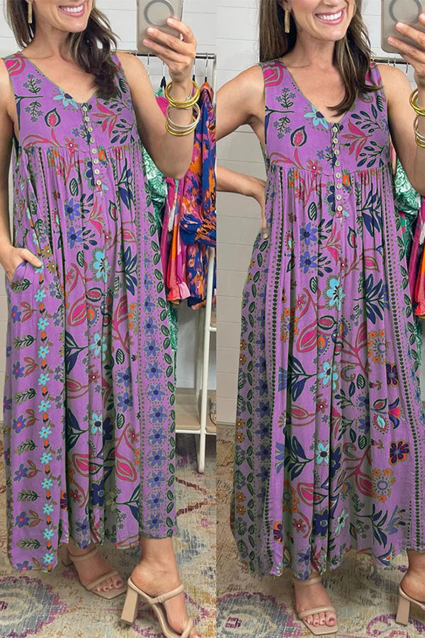 Print Loose Sleeveless Jumpsuit