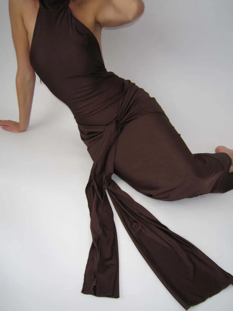 Sleeveless Backless Lace Up Evening Dress ’s Slim Fit Maxi Dress Female Elegance Party Vesidos