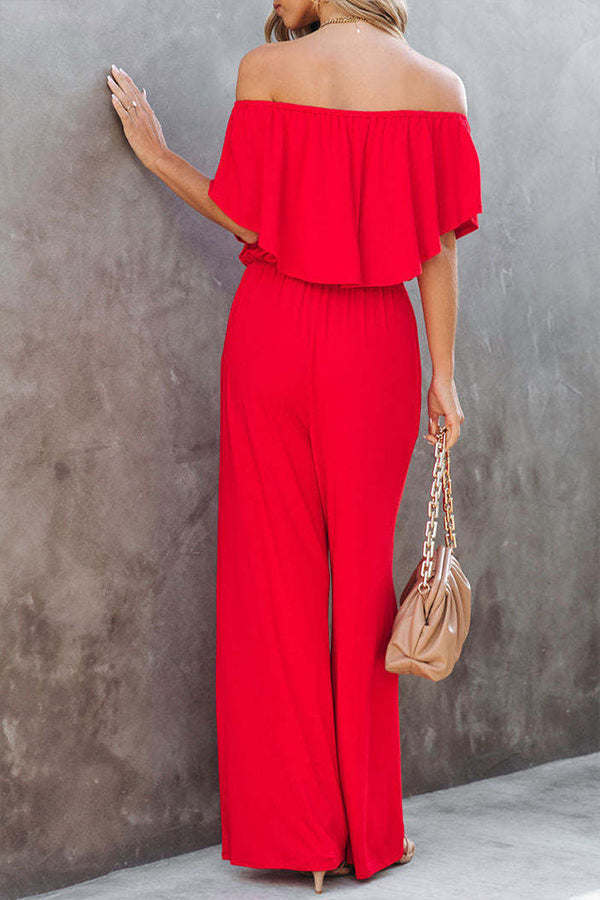 Pure Color Holiday Vacation Jumpsuit