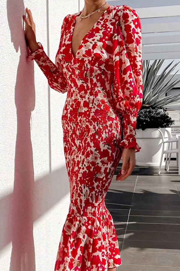Rowena Bishop Sleeve Smocked Midi Dress